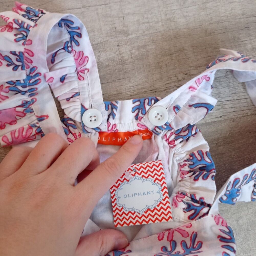 New OLIPHANT Little Girls' Baby Ruffle Bubble Romper Baby Size 6-12 M White - Picture 5 of 8